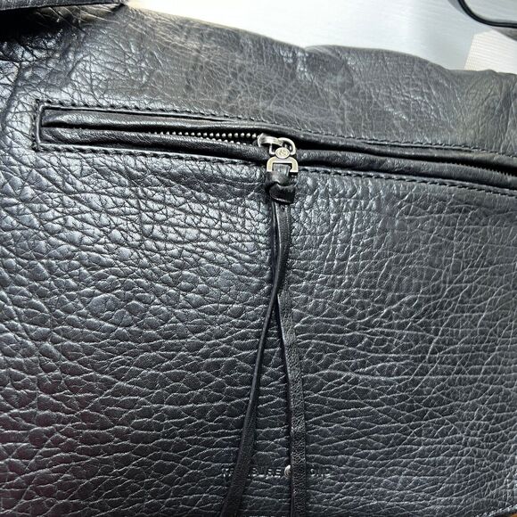 TREASURE & BOND black pebble leather crossbody bag, expandable 12 x 10 ins - Picture 10 of 16